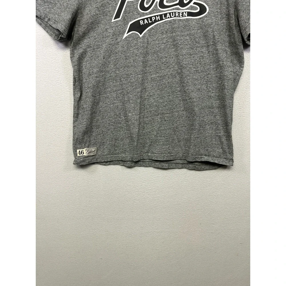 Collegiate Polo Ralph Lauren Mens Large Gray Heathered Graphic Script T-Shirt